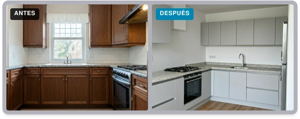 Antes y después de la modernización de una cocina en Chamberí